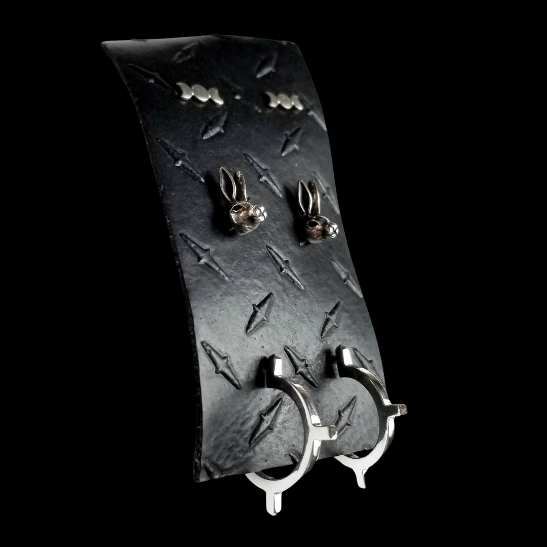 Set of 3 Pairs of Earrings - Moon, Bunny and Celestial Studs - Inchoo Bijoux