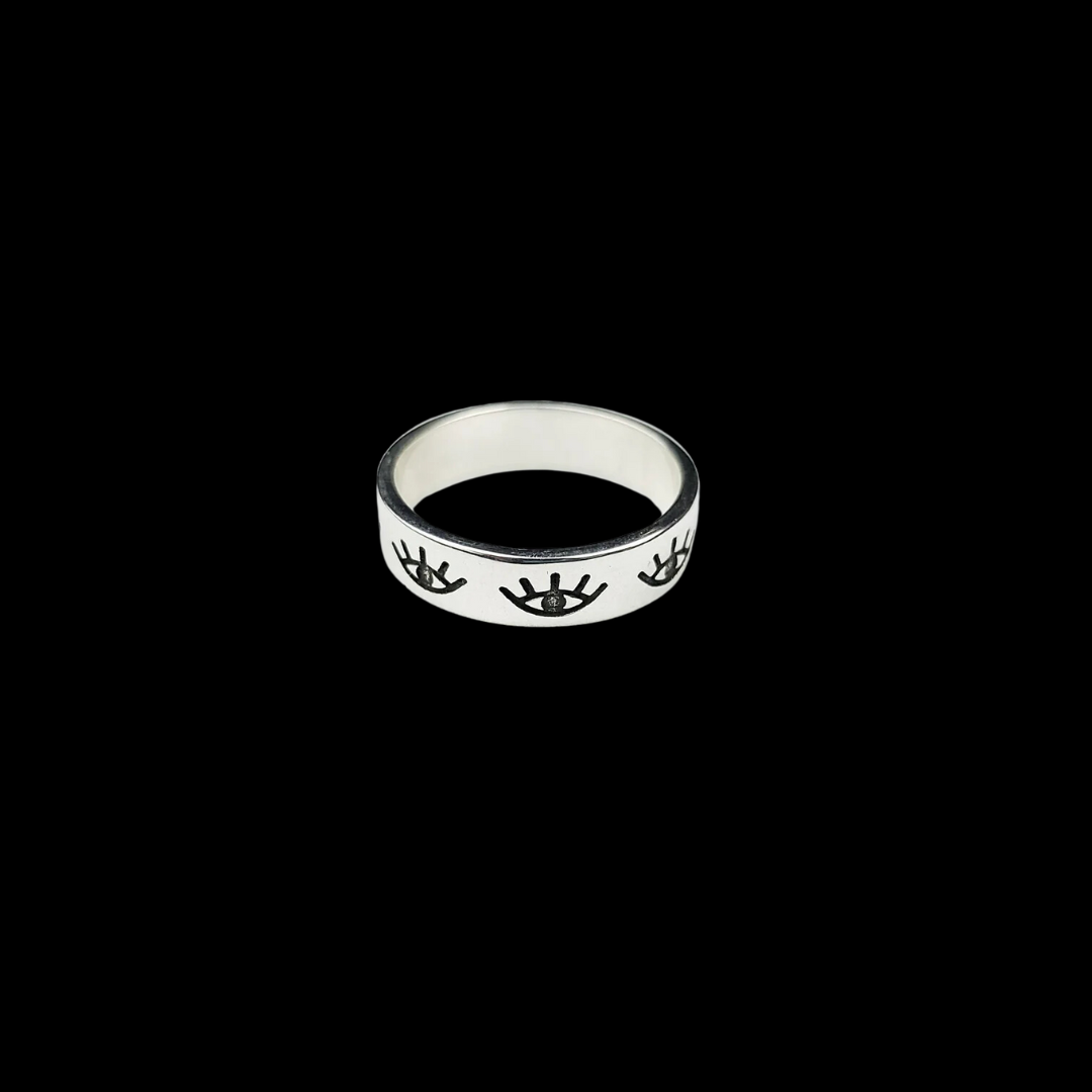 Silver Evil Eye Ring Band - Inchoo Bijoux