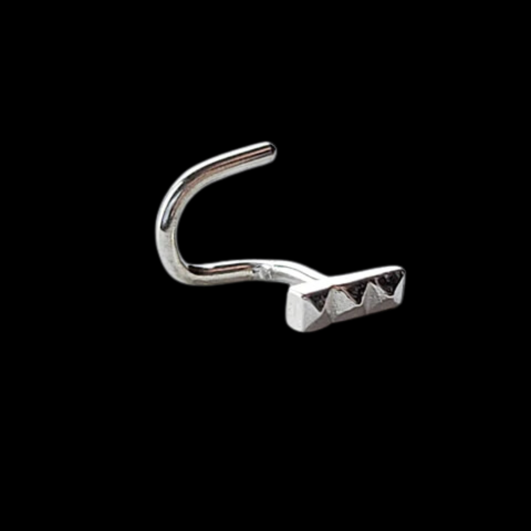 Silver Minimal Studded Bar Nose Stud - Inchoo Bijoux