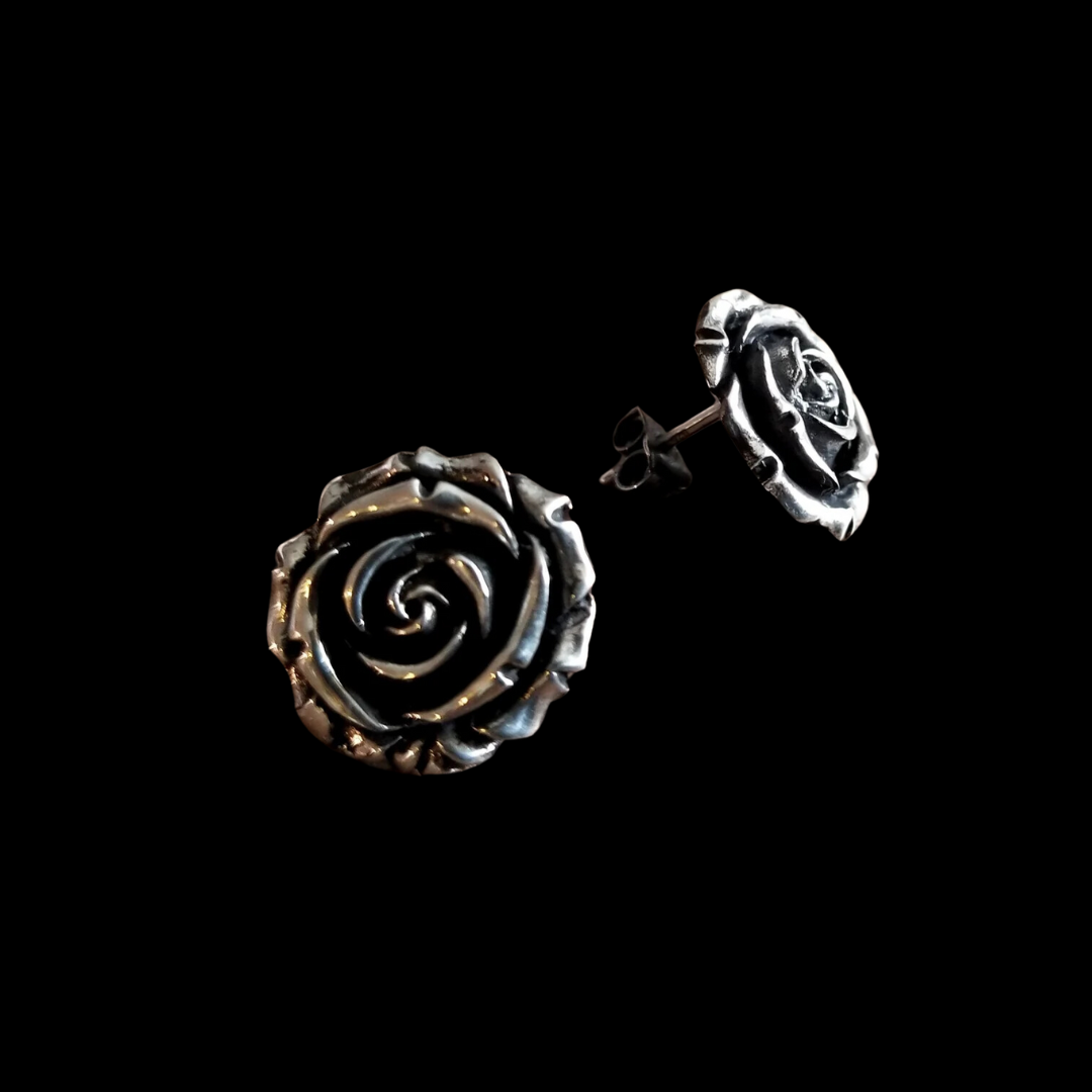 Silver Rose Stud Post Earrings - Inchoo Bijoux