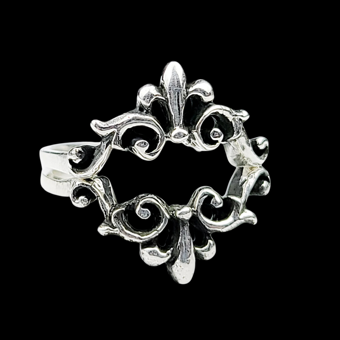 Silver Small Baroque Curves Lace Ring