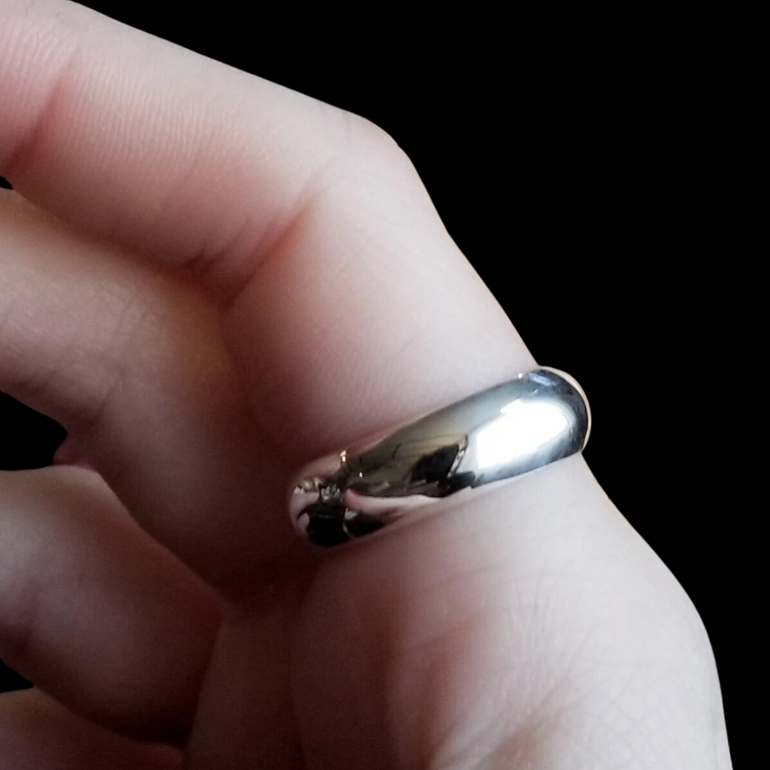 Simple Wide Half Round Mens Ring - Inchoo Bijoux