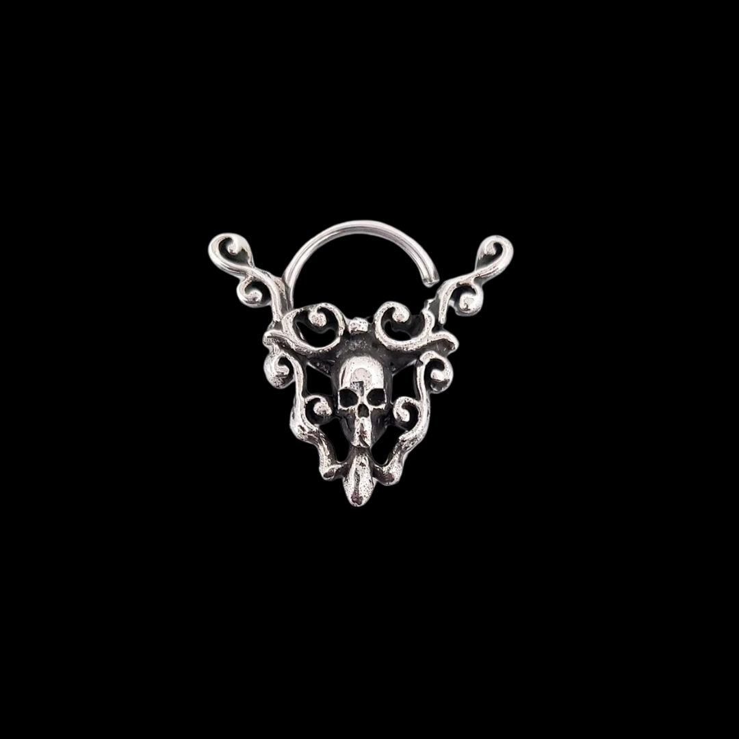 Skull and Lace Septum Piercing