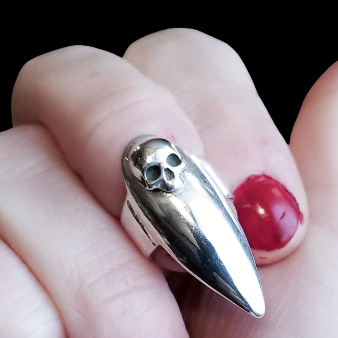 Skull Stiletto Midi Fake Nail Ring - Inchoo Bijoux