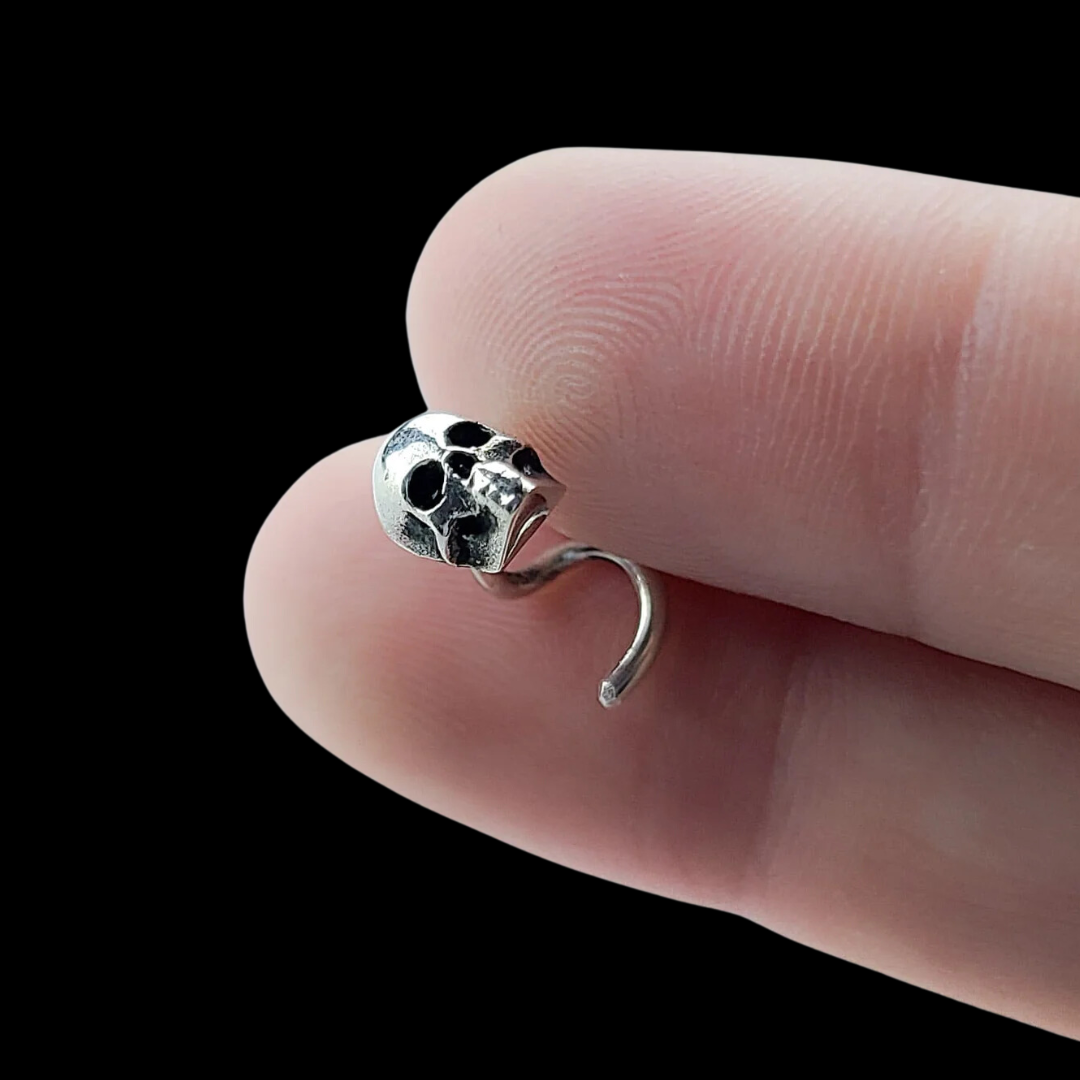 Small Silver Skull Nose Stud - Inchoo Bijoux