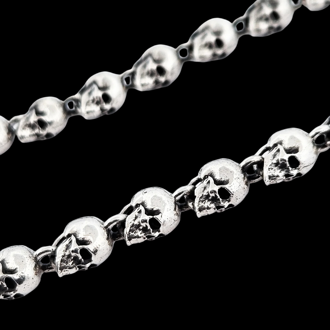 Small Sterling Silver Skull Bracelet - Inchoo Bijoux