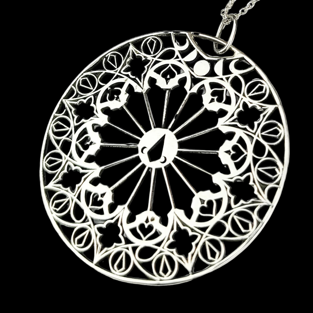 Stained Glass Moon Cathedral Pendant Disc