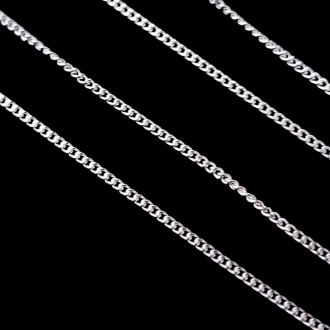 Sterling Silver 1.2mm Thin Flat Curb Chain - Inchoo Bijoux