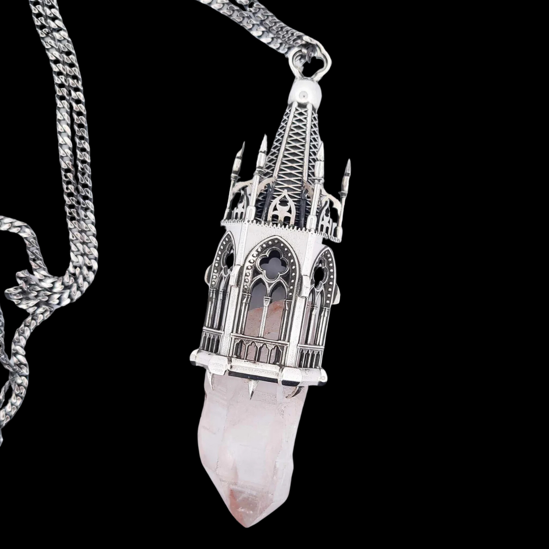 Temptation Tower 2 - Heavy Quartz Cathedral Pendant - Inchoo Bijoux