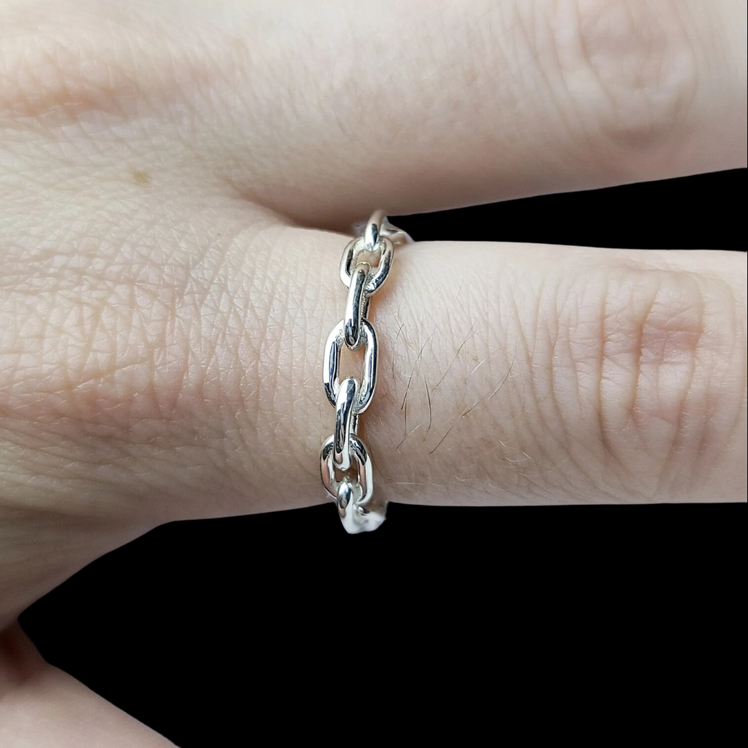 Thick Silver Chain Ring - Inchoo Bijoux