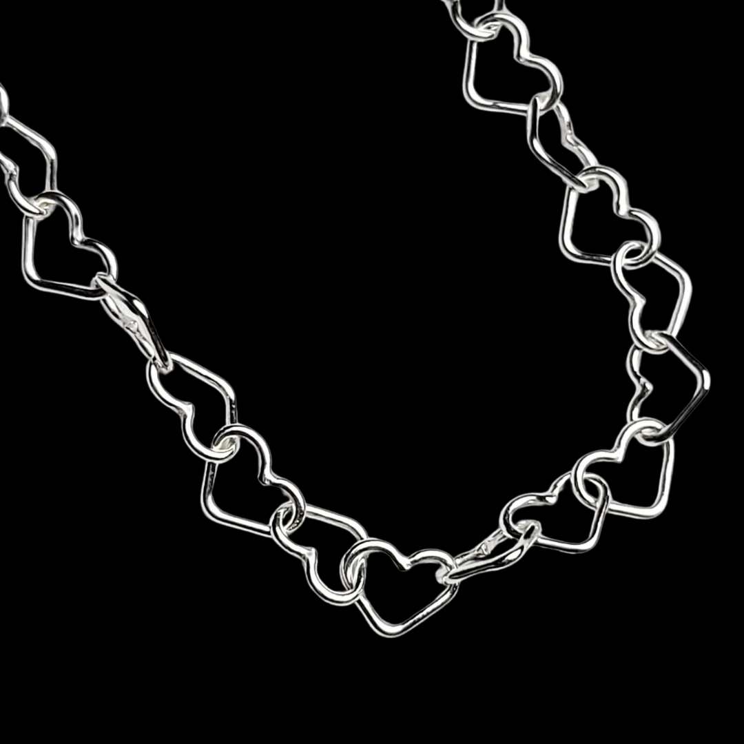 Tiny Heart Chain, Sterling Silver Heart Necklace - Inchoo Bijoux