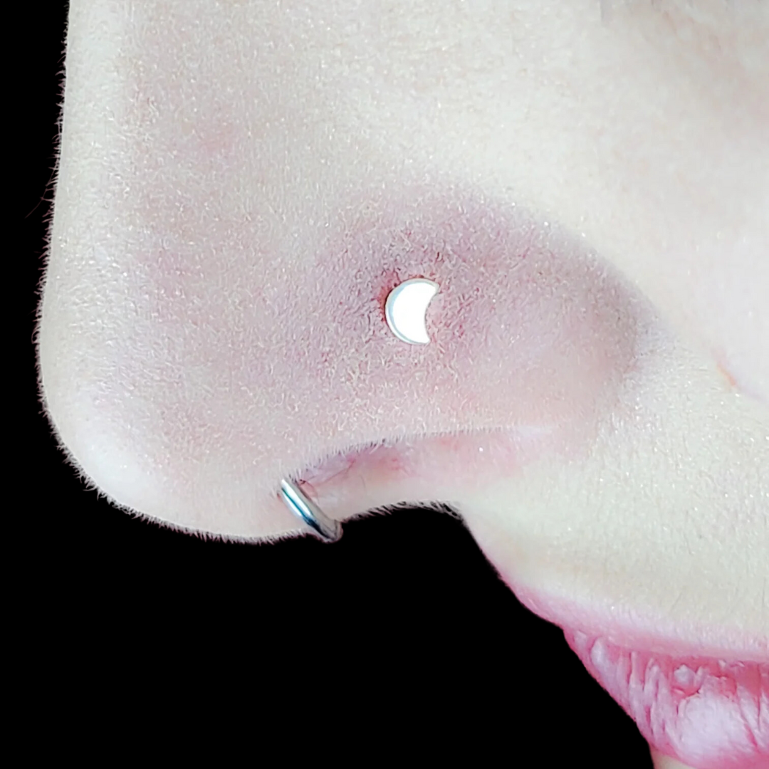 Tiny Silver Moon Nose Stud - Inchoo Bijoux
