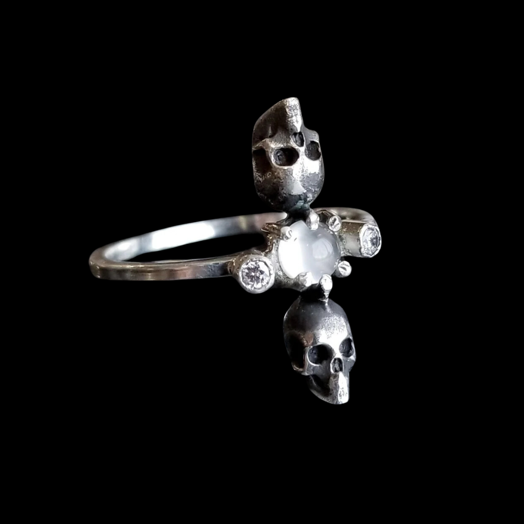 White Moonstone Skull Ring - Inchoo Bijoux