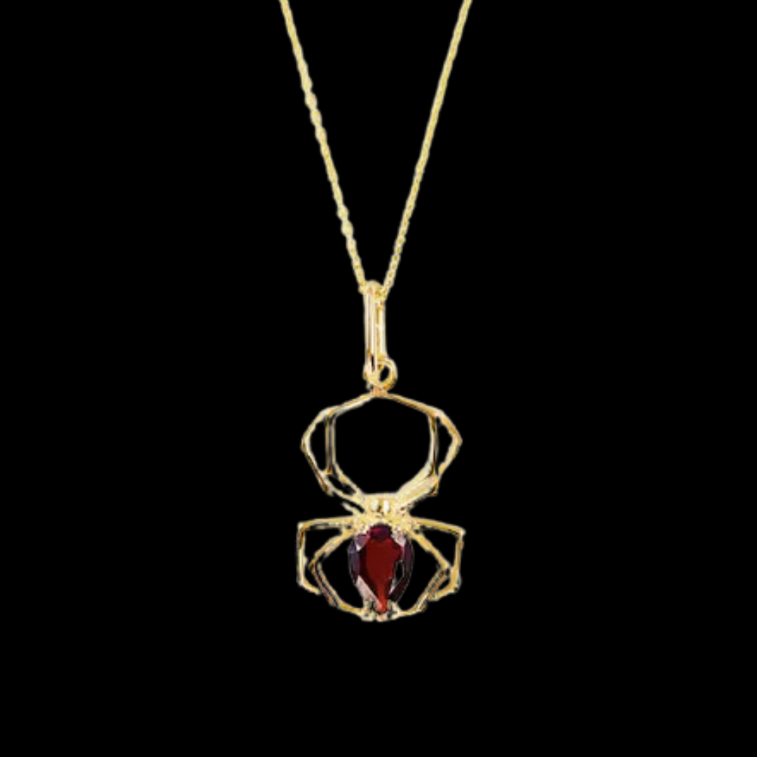 Spider Pendant With Garnet - Gold Options - Inchoo Bijoux