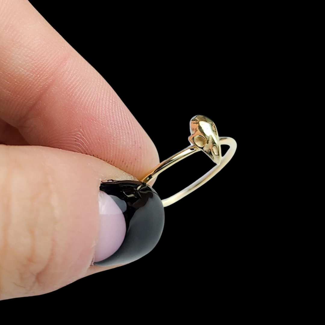 Tiny Bird Skull Ring - Gold Options