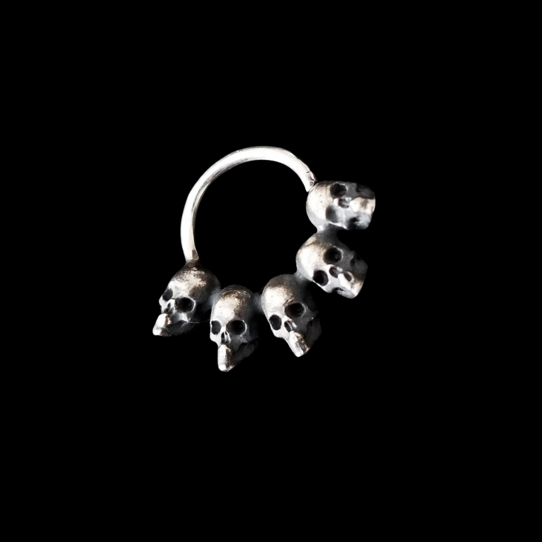 5 Skull Silver Septum Ring - Inchoo Bijoux