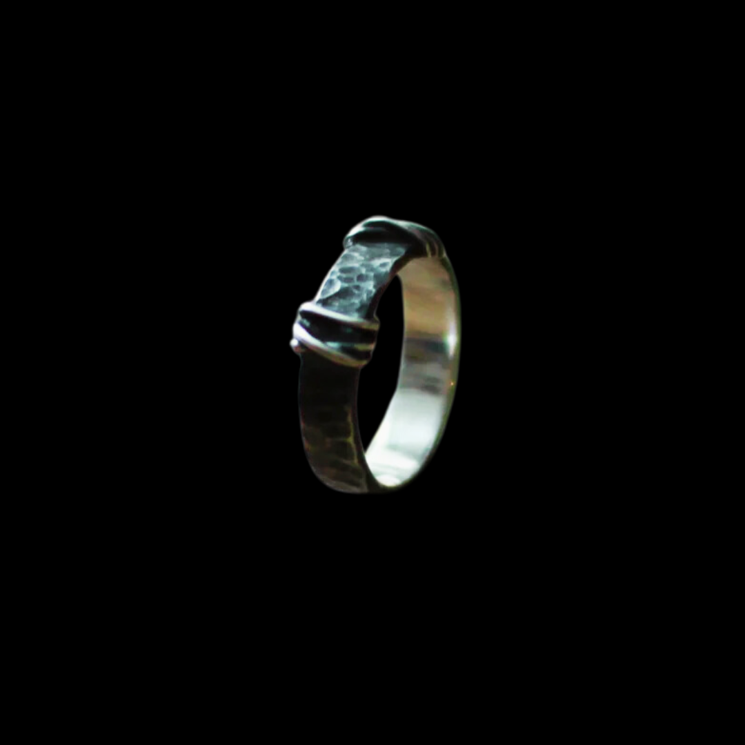 5mm Hammered Silver Mens Wedding Band Ring - Inchoo Bijoux
