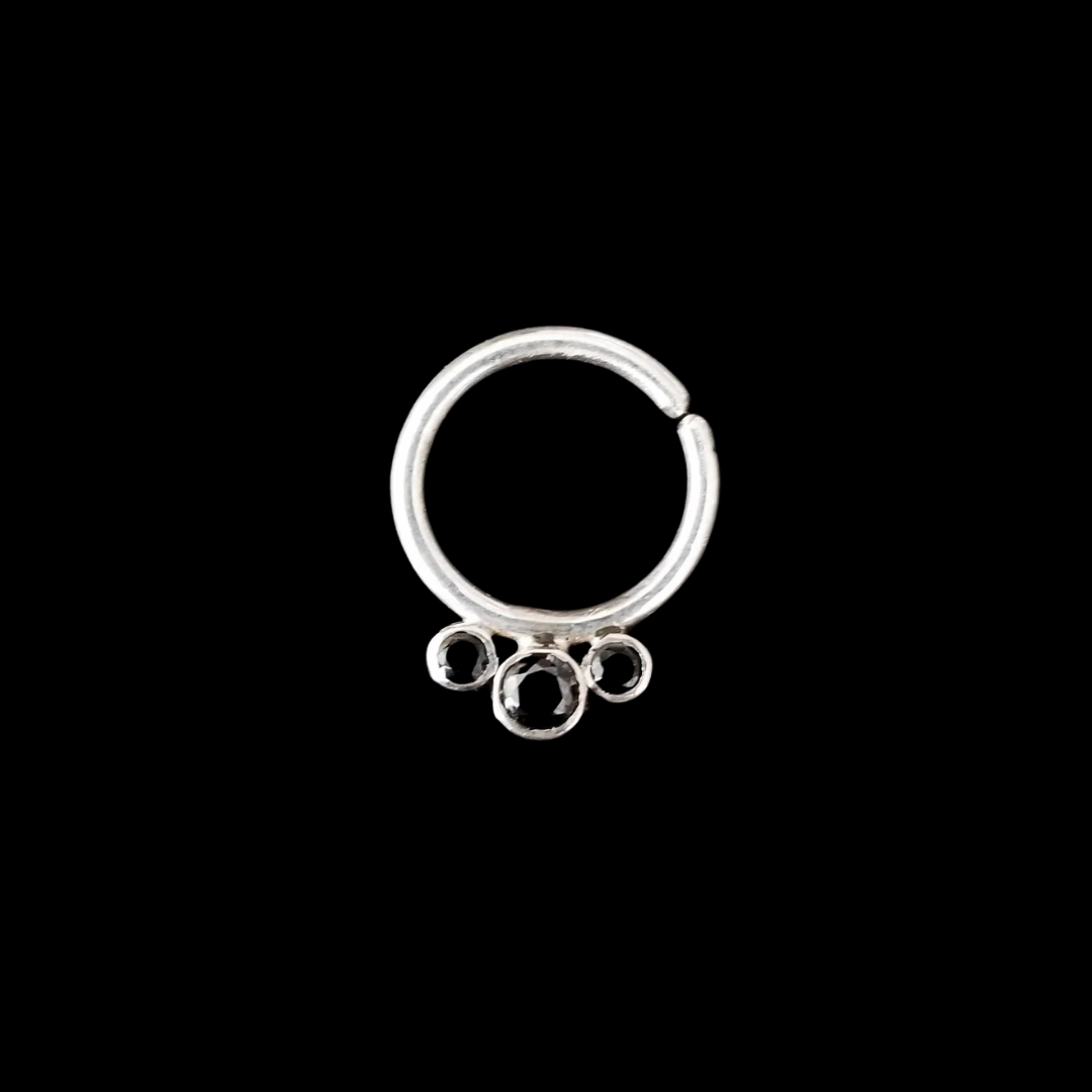 3 Gems Septum, Black Onyx and Cz - Inchoo Bijoux