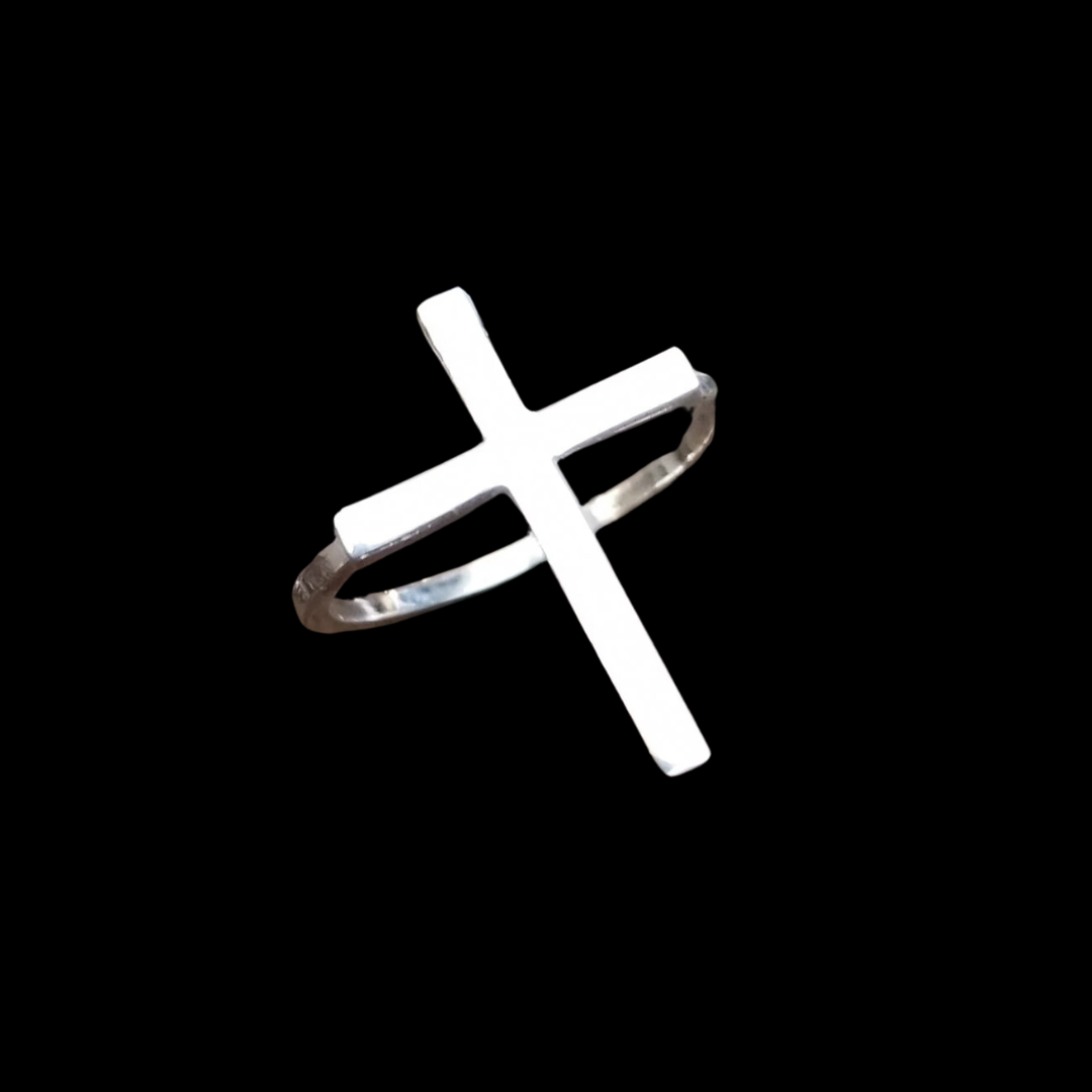 Big Shiny Simple Cross Ring - Inchoo Bijoux