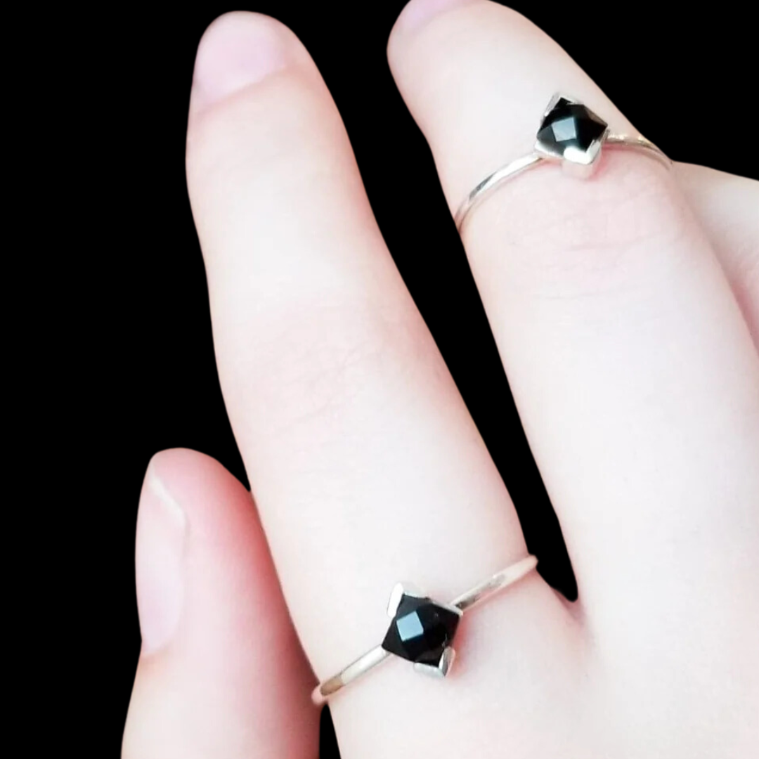 Faceted Black Onyx Ring - Inchoo Bijoux