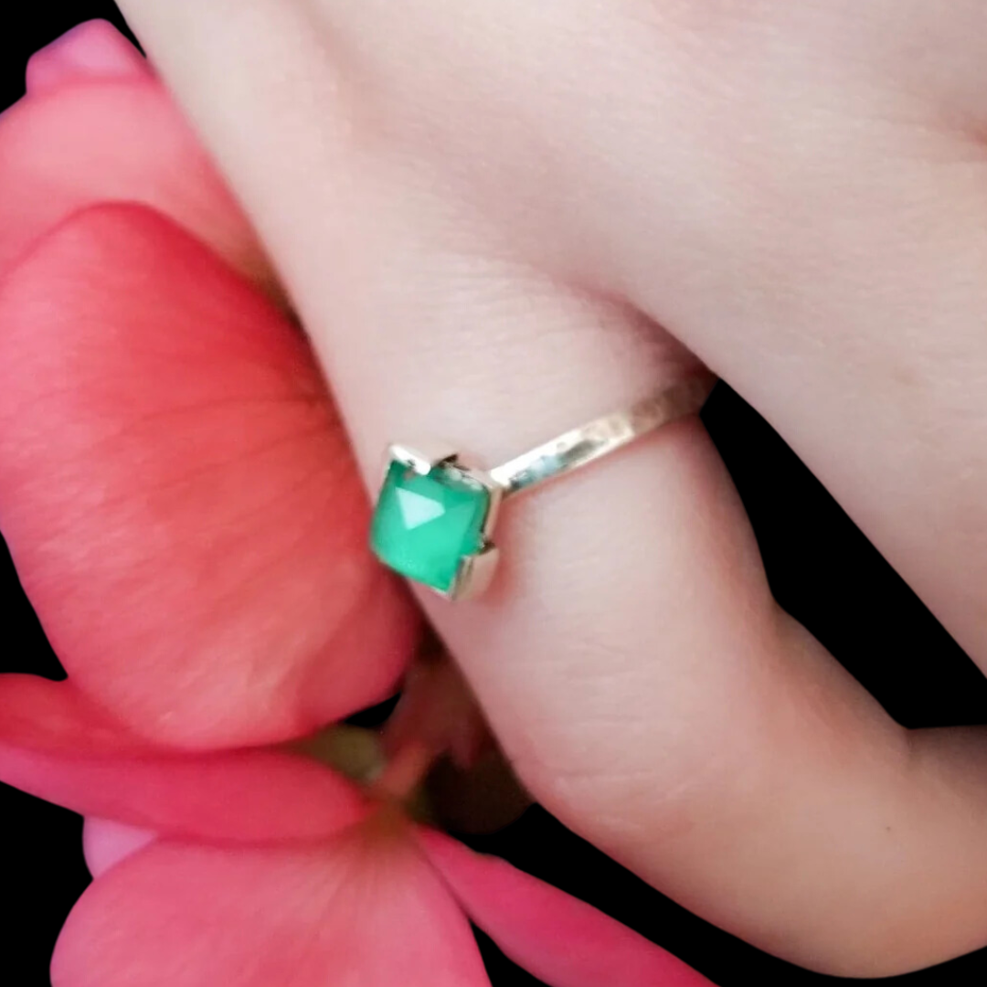 Faceted Green Onyx Ring - Inchoo Bijoux