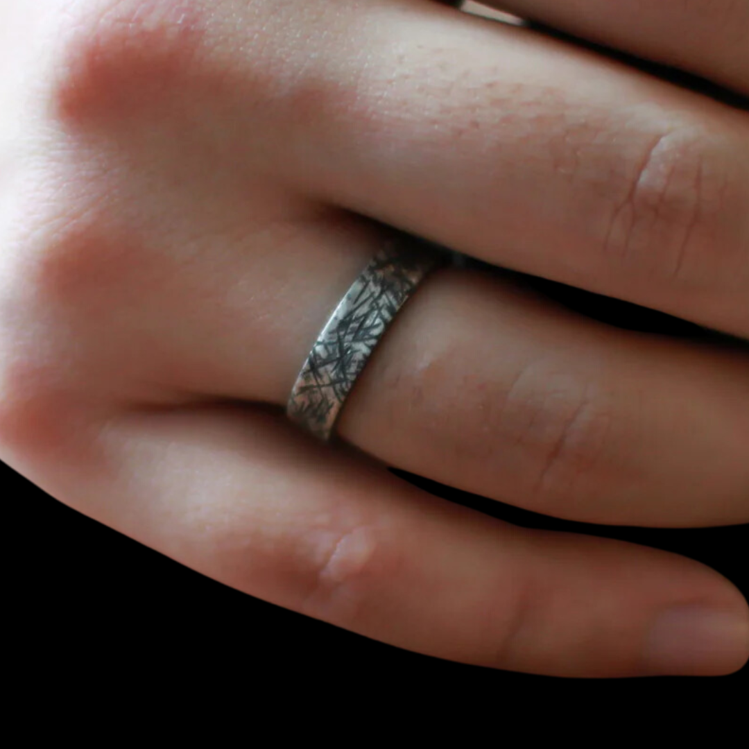 Rough Unique Silver Mens Wedding Band Ring Rustic - Inchoo Bijoux
