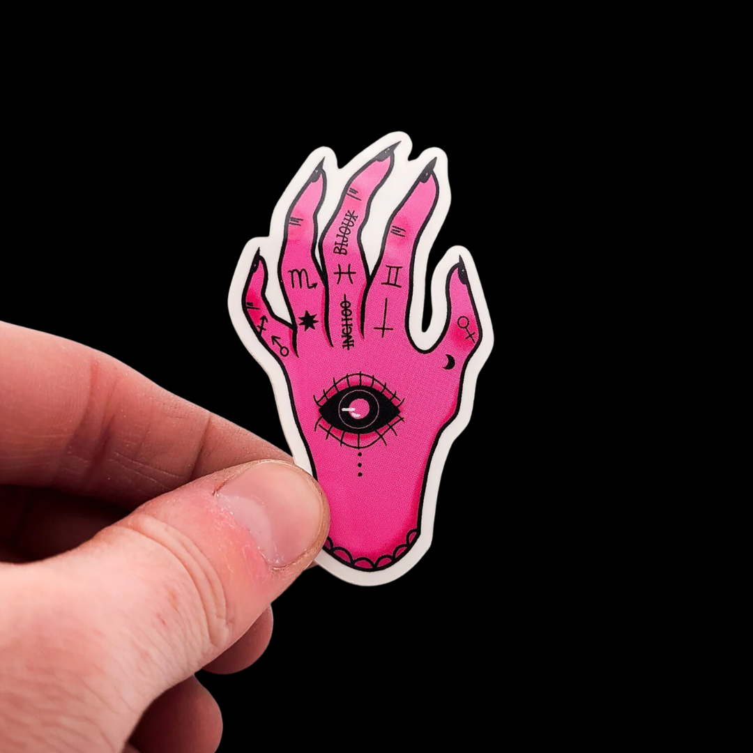 Pink Evil Eye Protector Palmistry Hand Vinyl Sticker