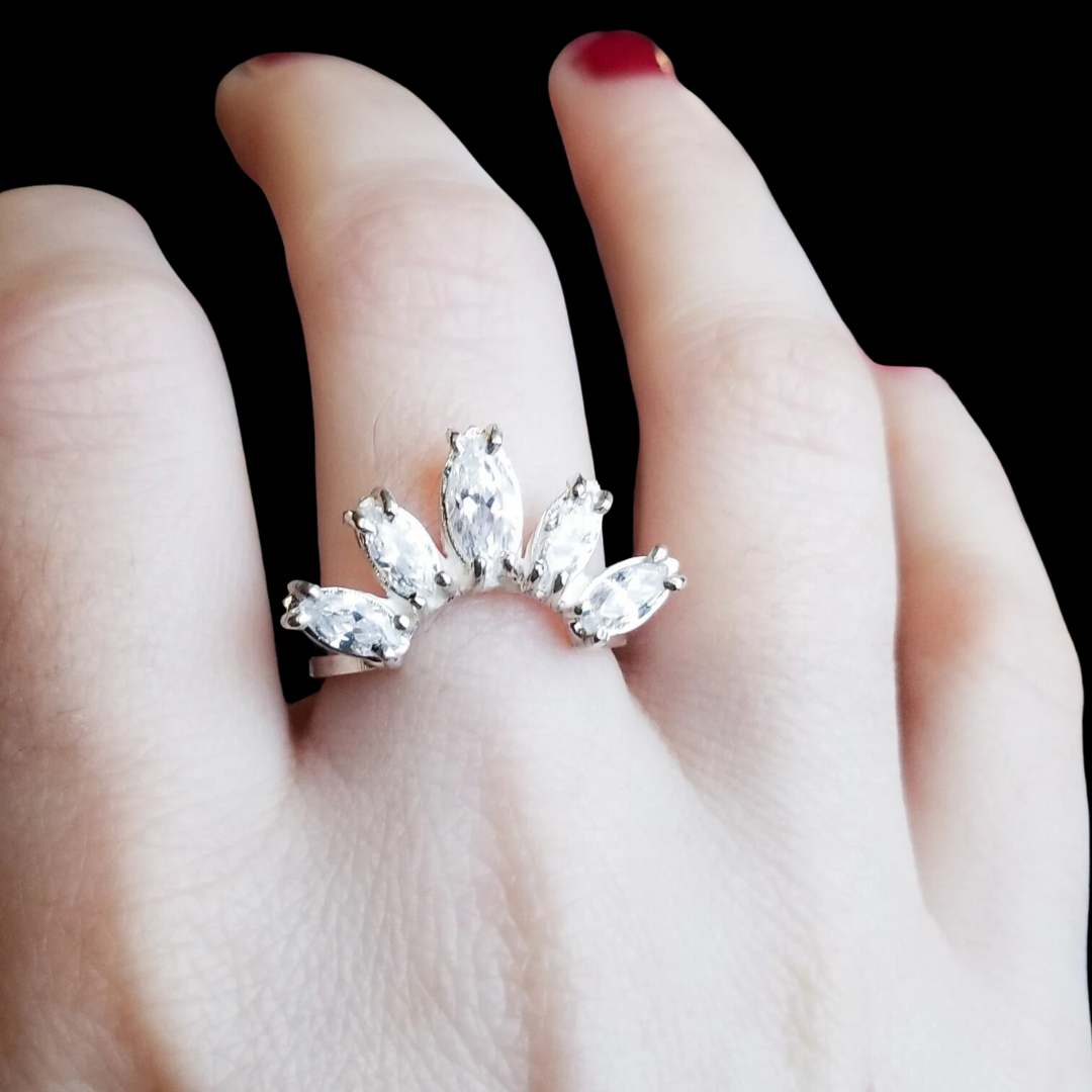 Marquise Cz Curved Ring - Gemstone Engagement Ring - Inchoo Bijoux