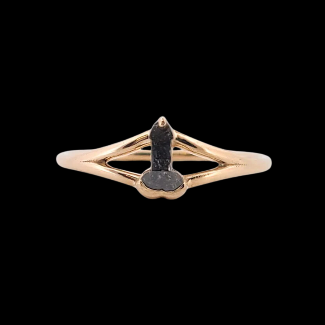 Penis Salt and Pepper Diamond Ring  - Gold Options