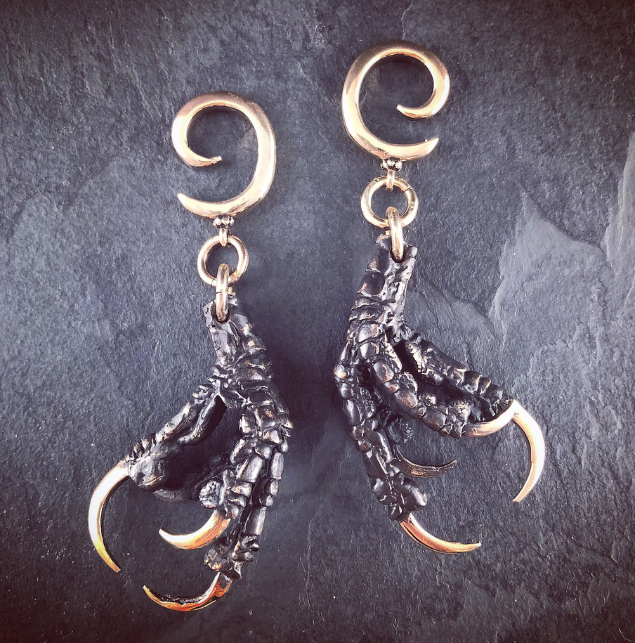BO - crow claw black bronze - Ear weights