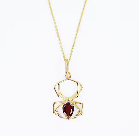 Spider Pendant With Garnet - Gold Options - Inchoo Bijoux