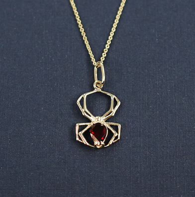 Spider Pendant With Garnet - Gold Options - Inchoo Bijoux