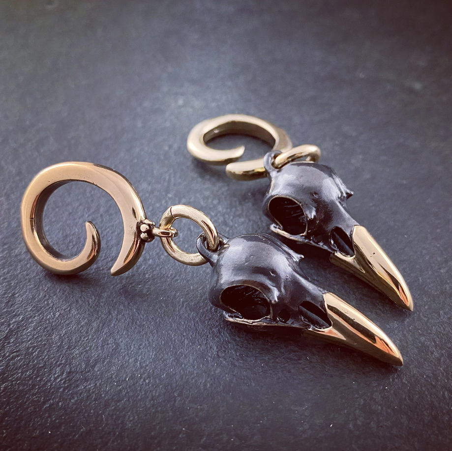 BO - raven skull black bronze - Ear weights