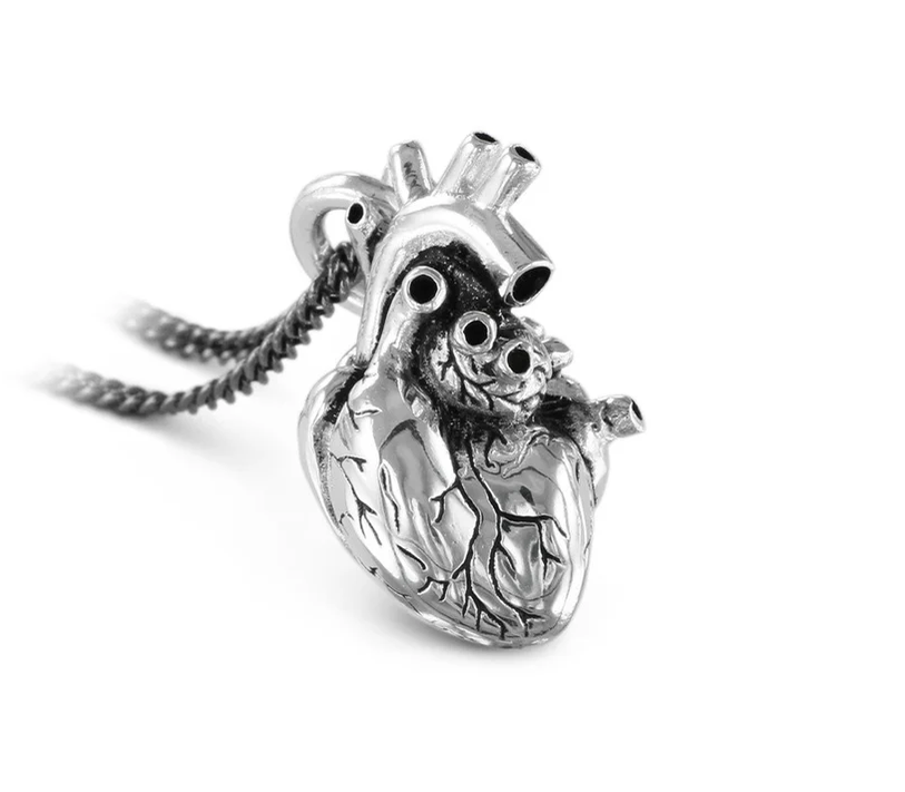 Collier - Anatomical Heart Big - white bronze