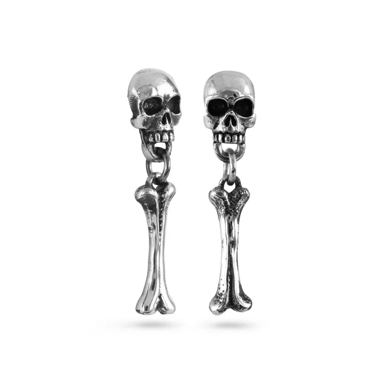 BO - skull and bones white bronze - Earrings