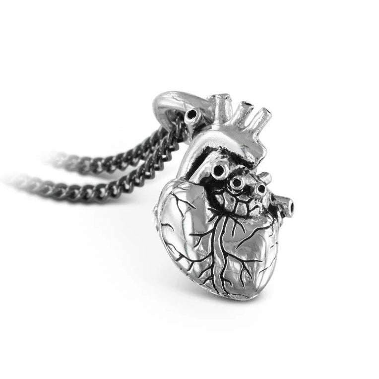 Collier - Small anatomical heart - white bronze