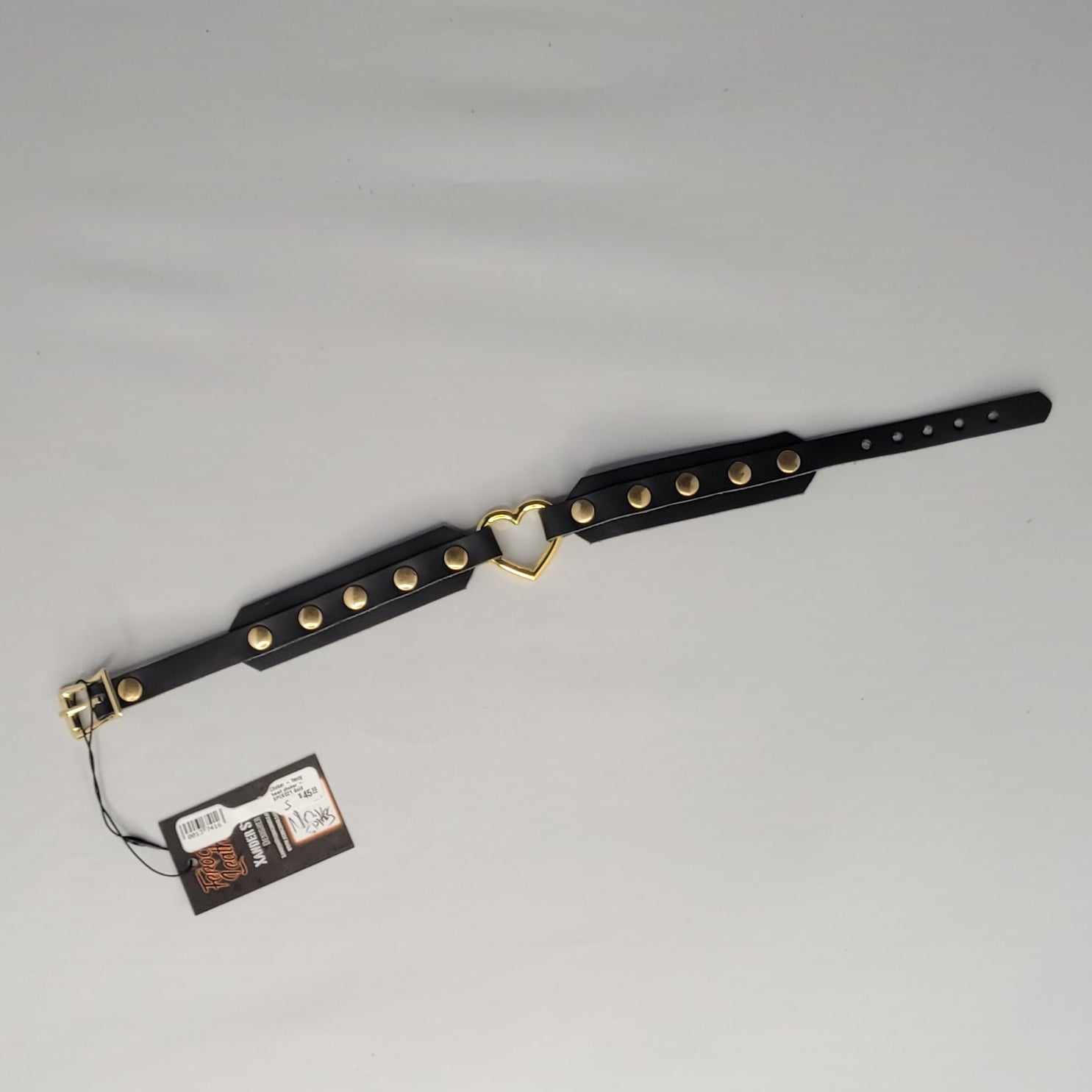 Choker - fancy heart choker - XPCK021 Gold Small- Double Gold Heart (Spikes OR Clouté) SMALL