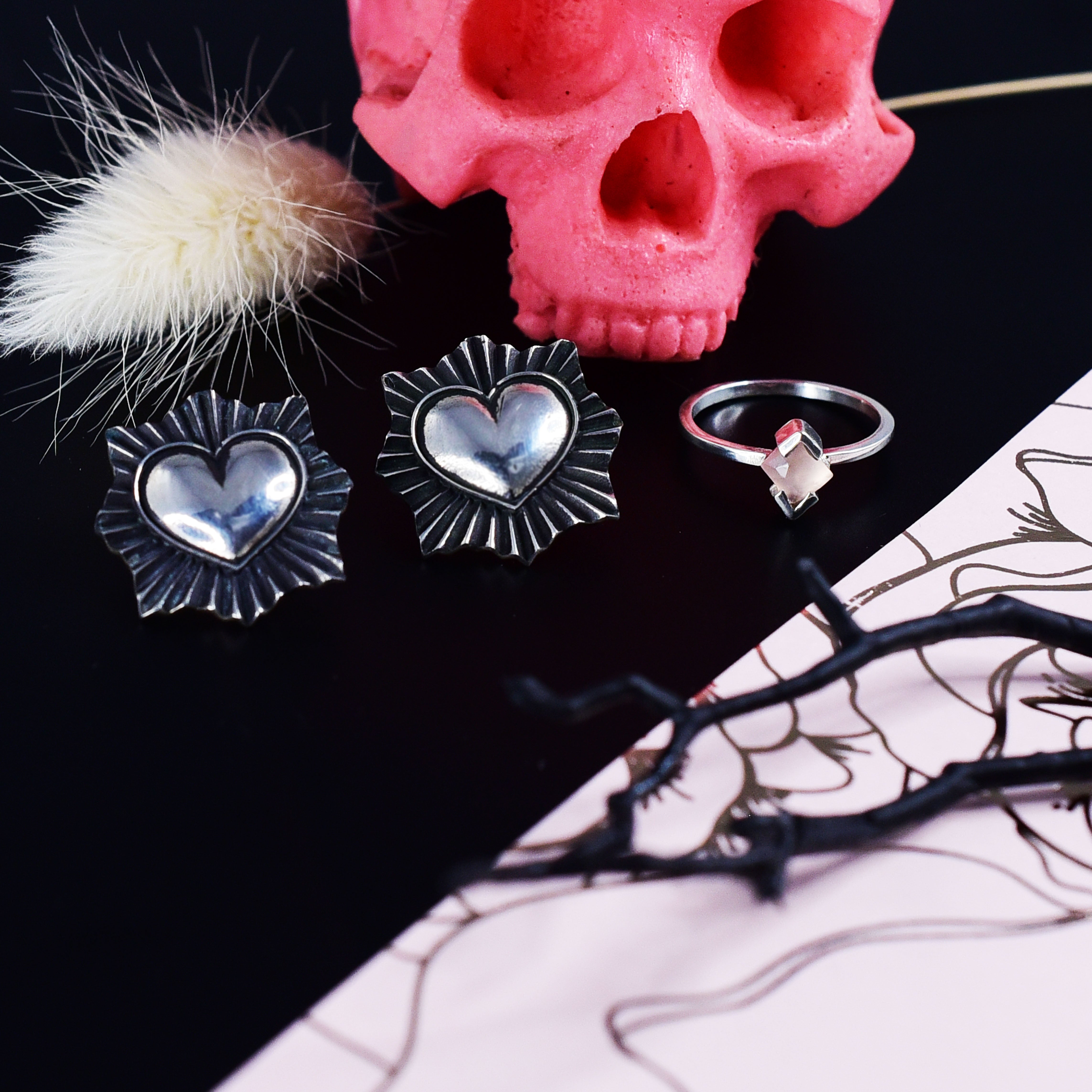 Silver Sacred Heart Stud Earrings - Inchoo Bijoux