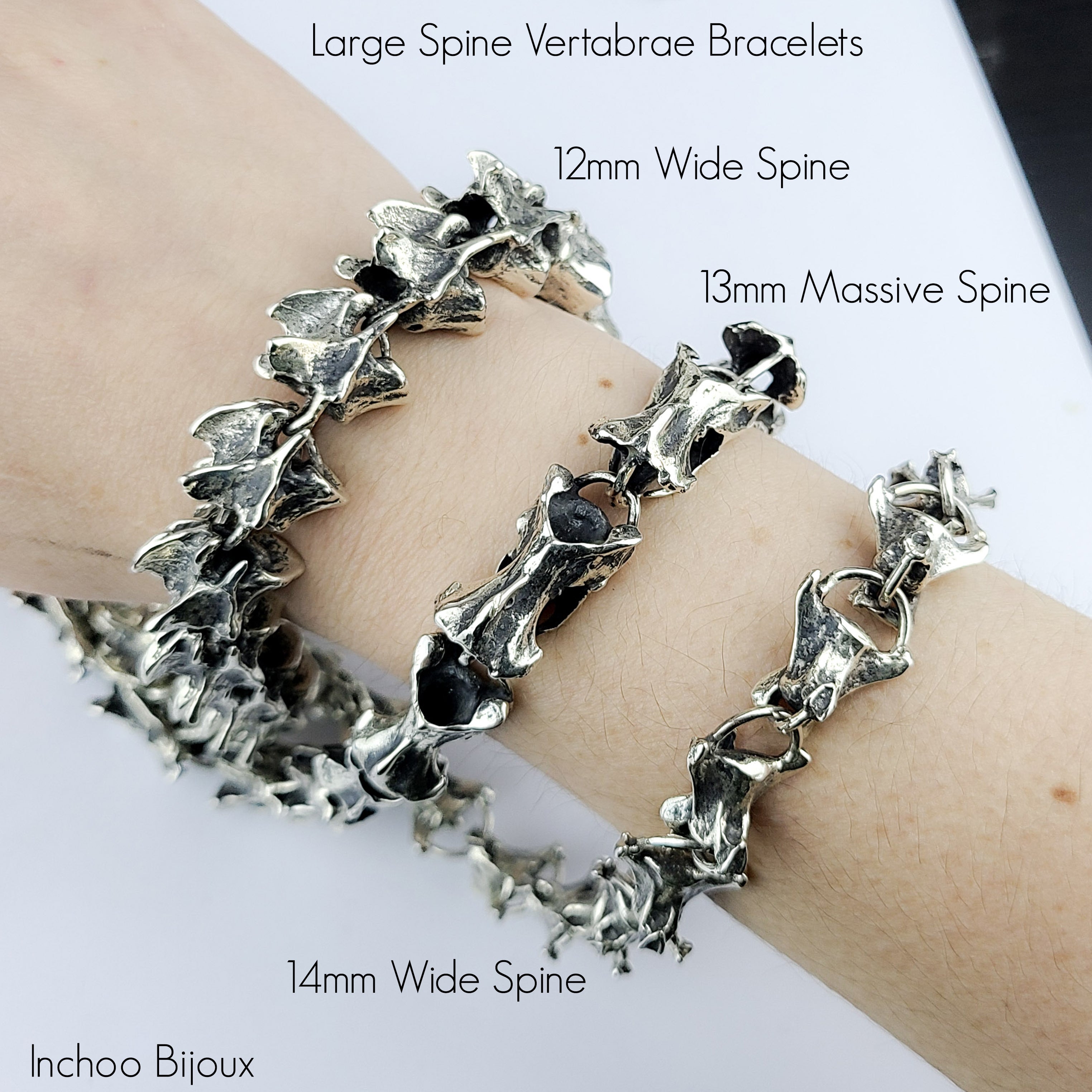 Massive Bone Bracelet, Silver Spine Mens Bracelet Vertebrae