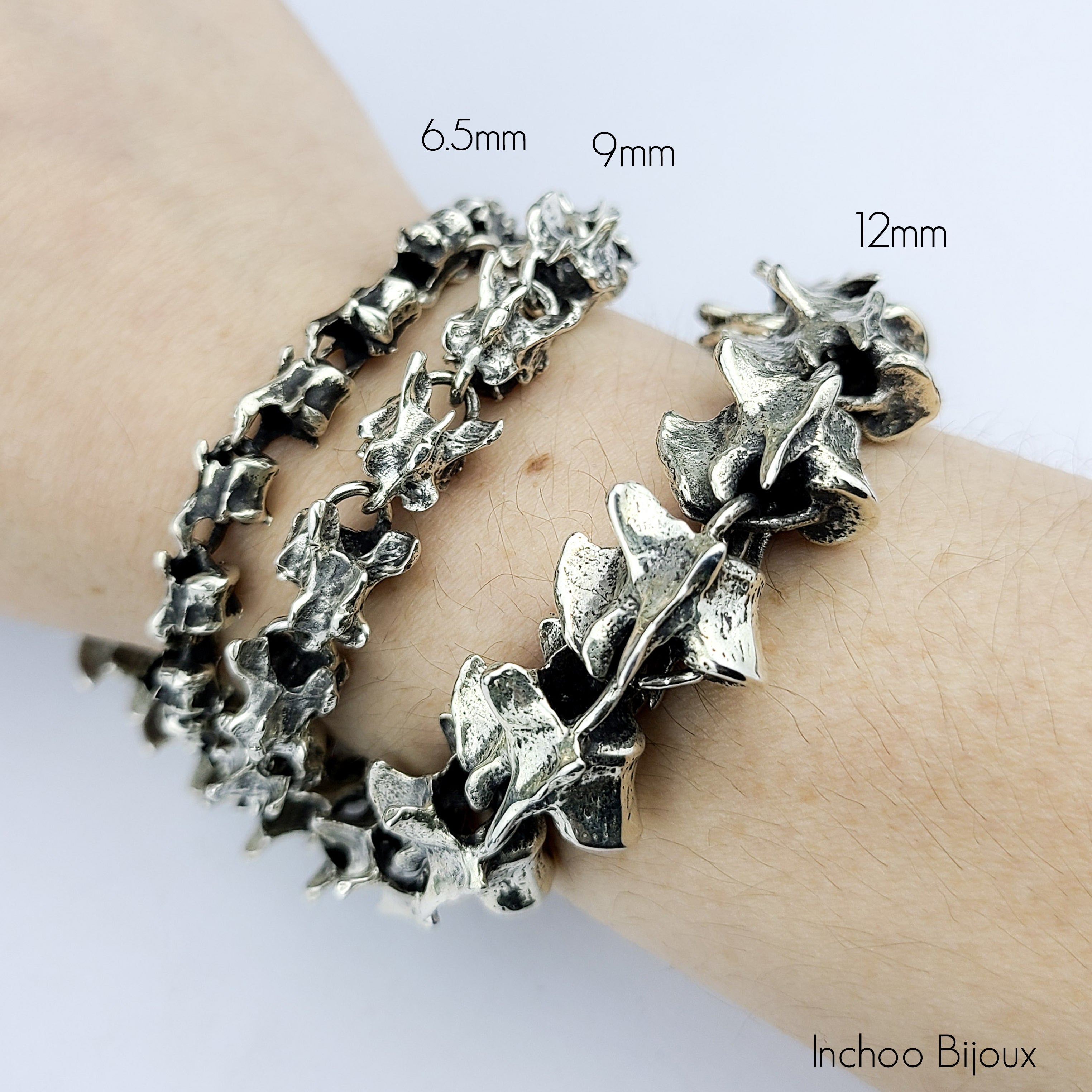 Chunky Spine Bracelet, Heavy Silver Mens Bracelet Vertebrae
