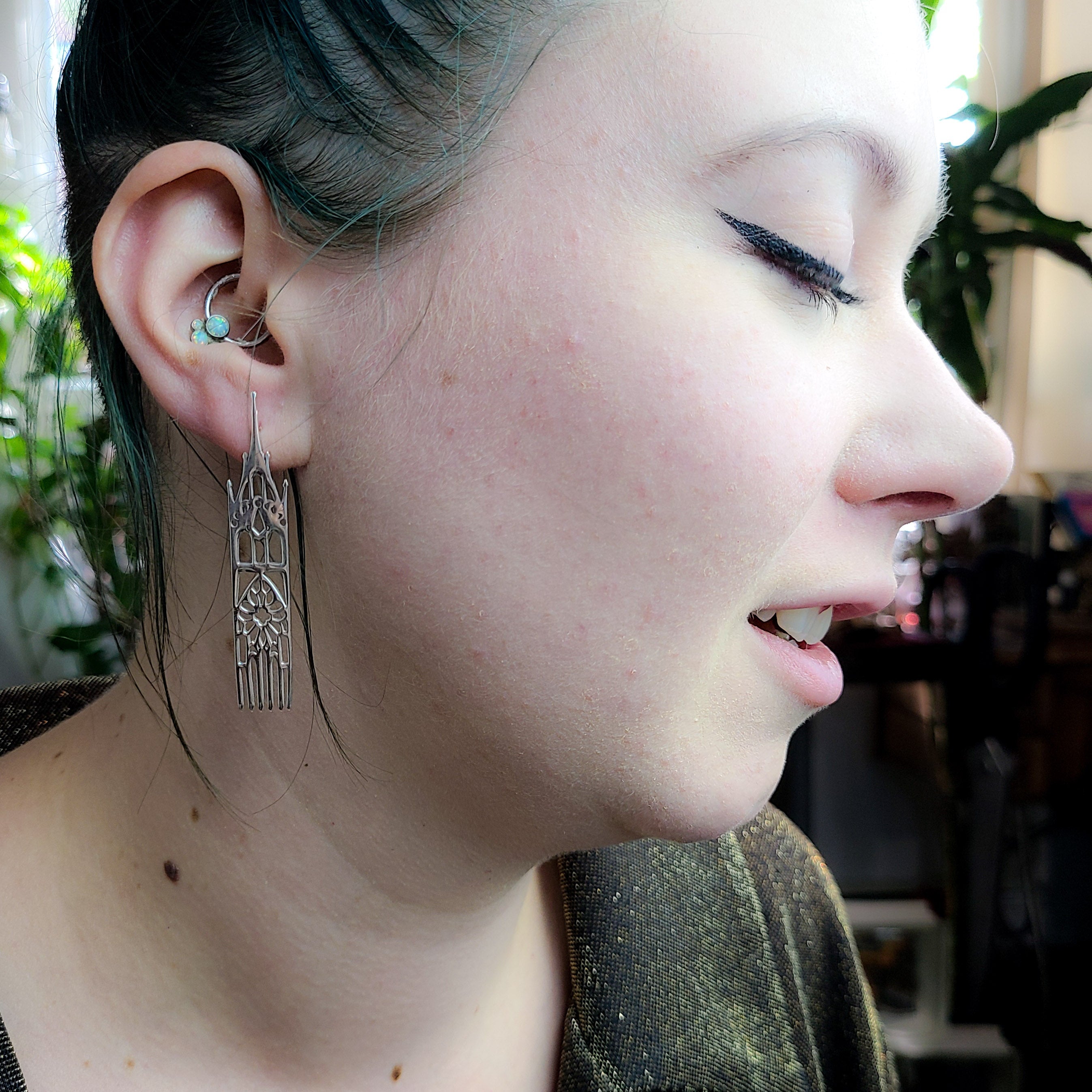 Sterling Silver Moon Cathedral Temple Earrings - Inchoo Bijoux
