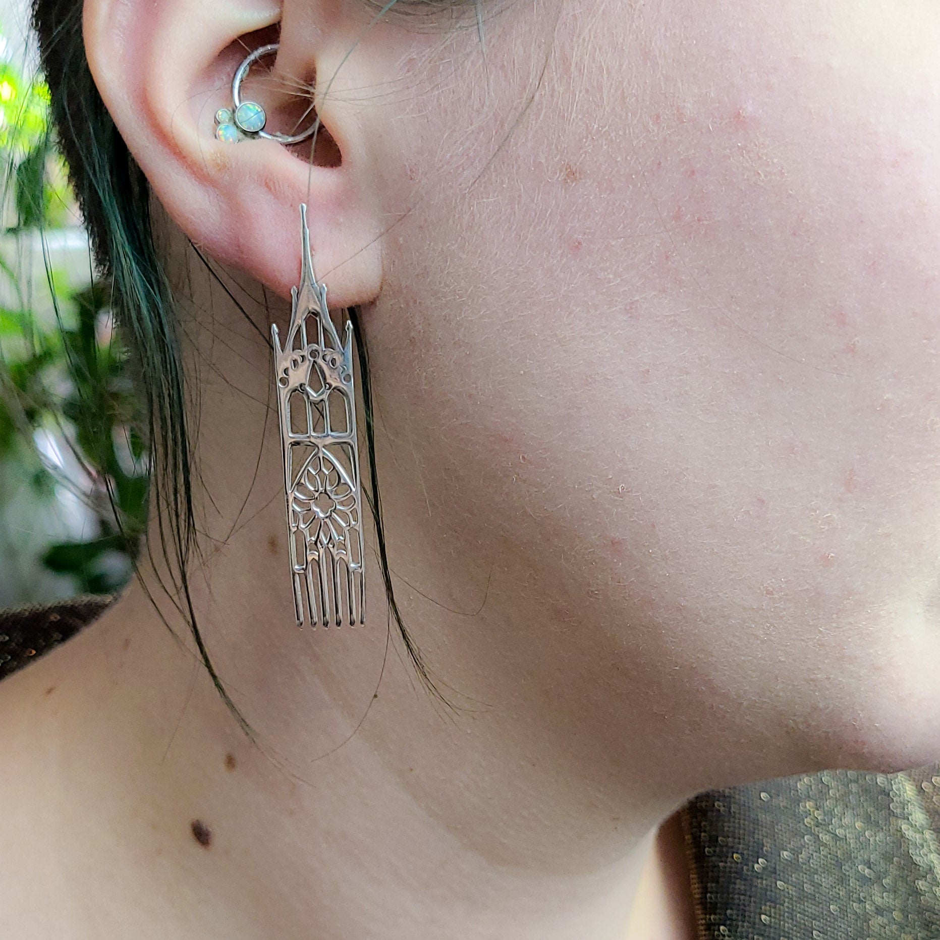Sterling Silver Moon Cathedral Temple Earrings - Inchoo Bijoux