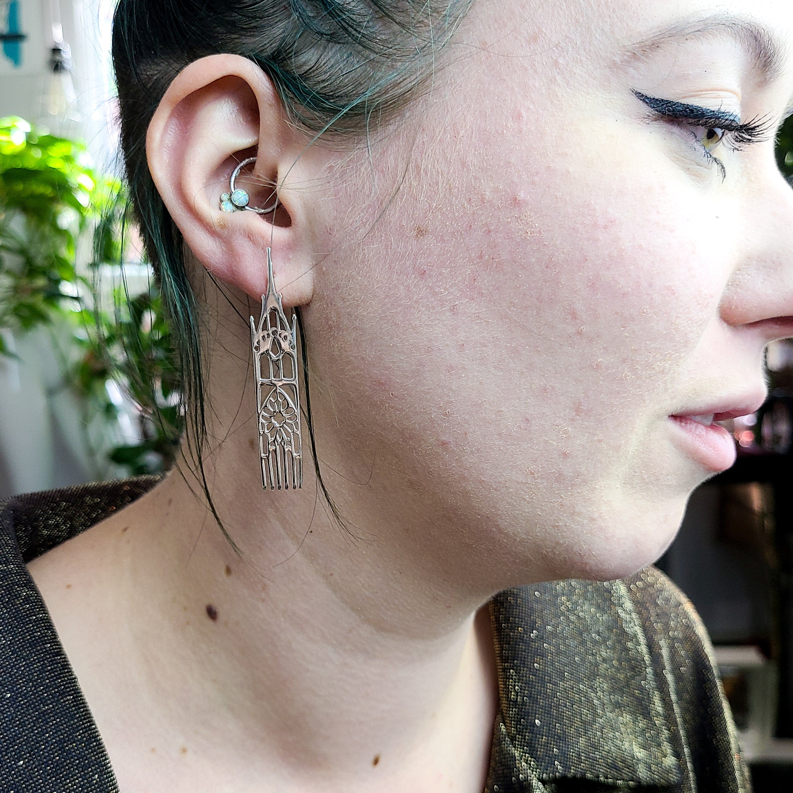 Sterling Silver Moon Cathedral Temple Earrings - Inchoo Bijoux