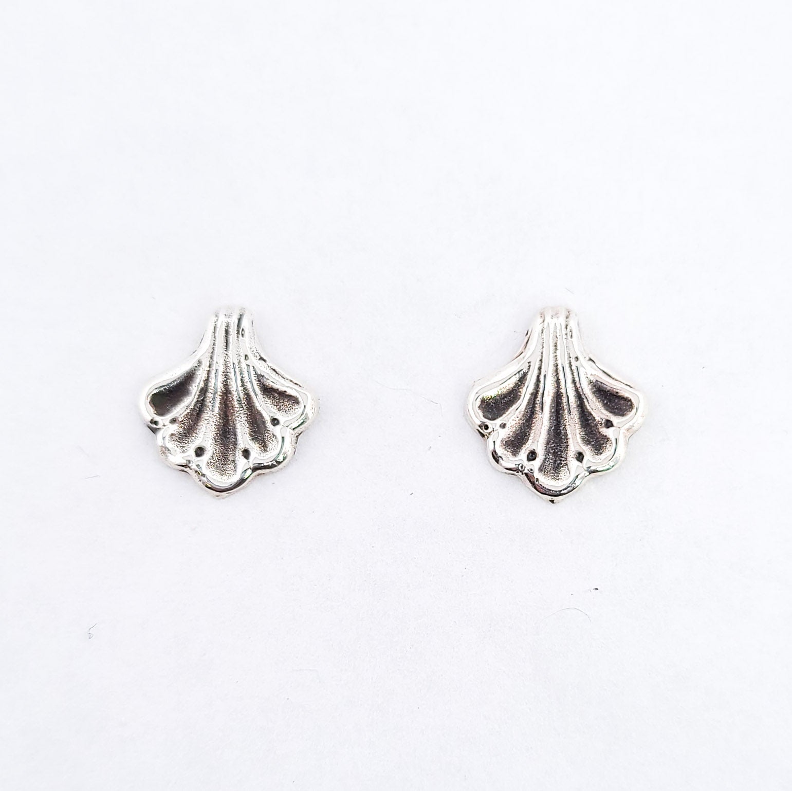 Baroque Shell Stud Earrings Silver