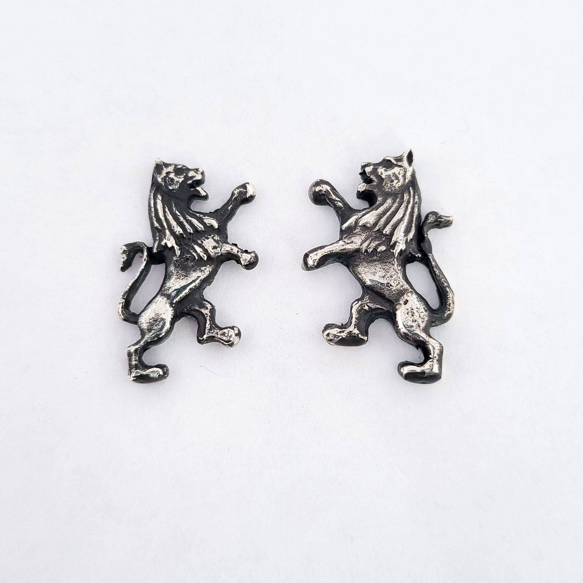 Silver Lion Earrings