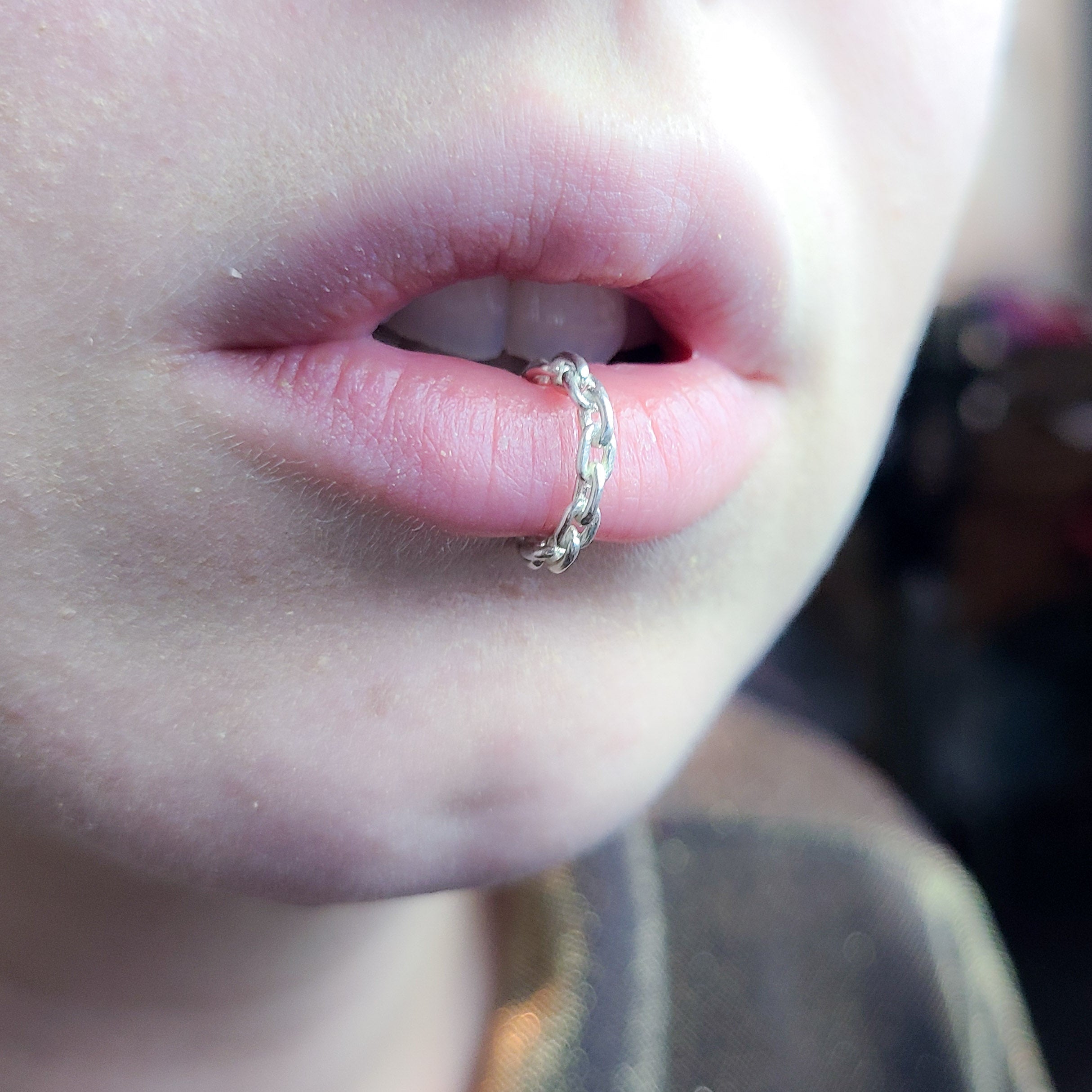 Chain Fake Lip Ring Piercing