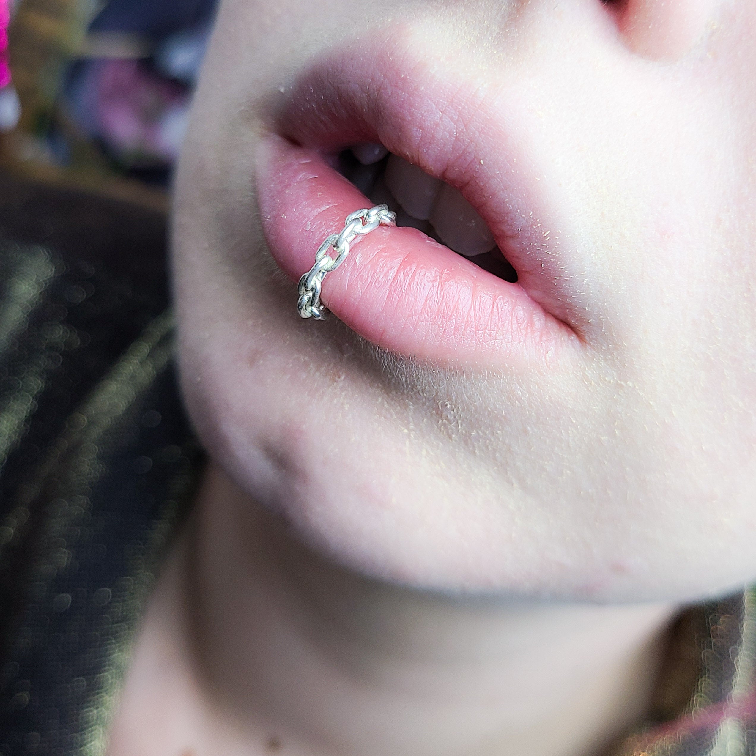 Chain Fake Lip Ring Piercing