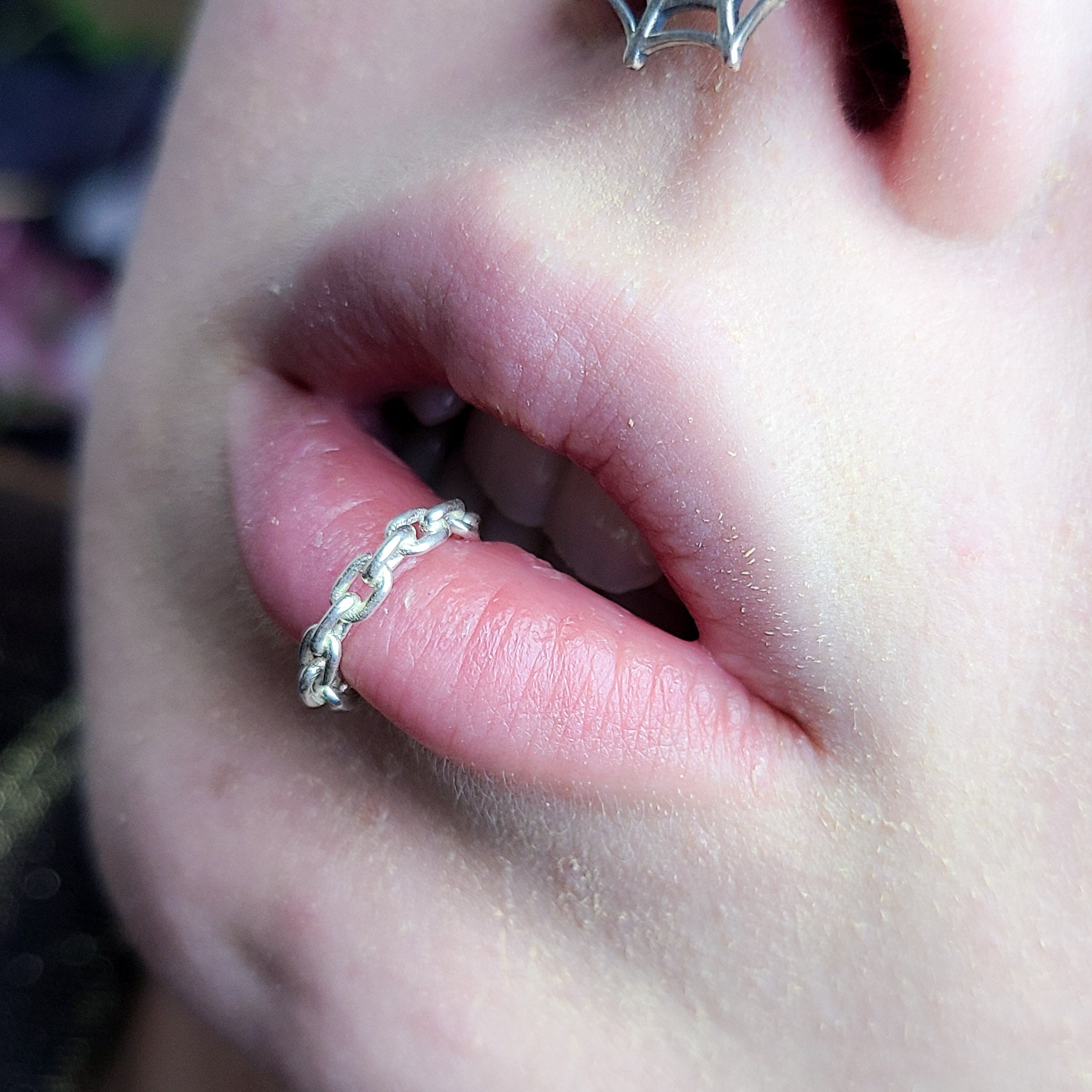 Chain Fake Lip Ring Piercing