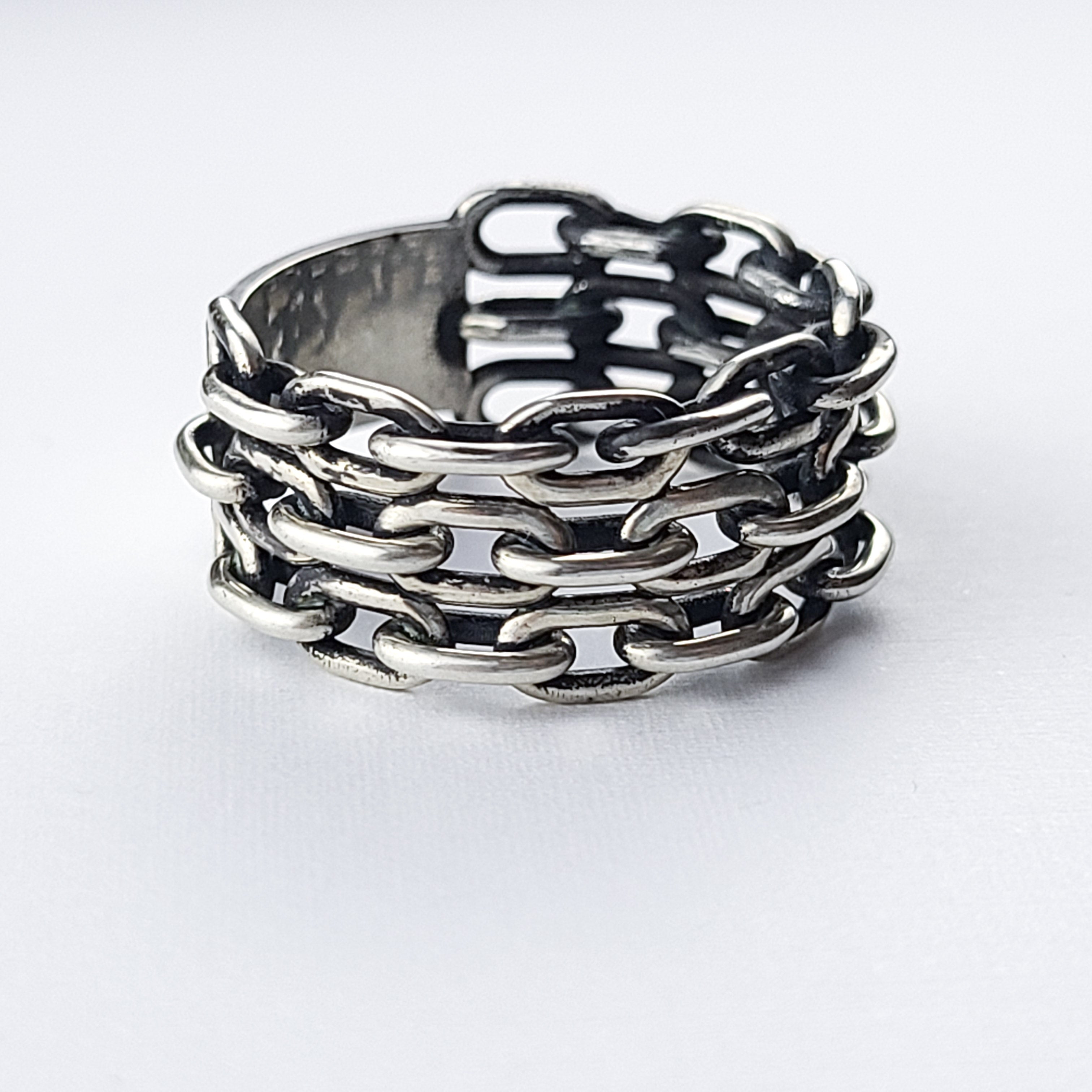 Wide 3 Row Keeper Chain Ring