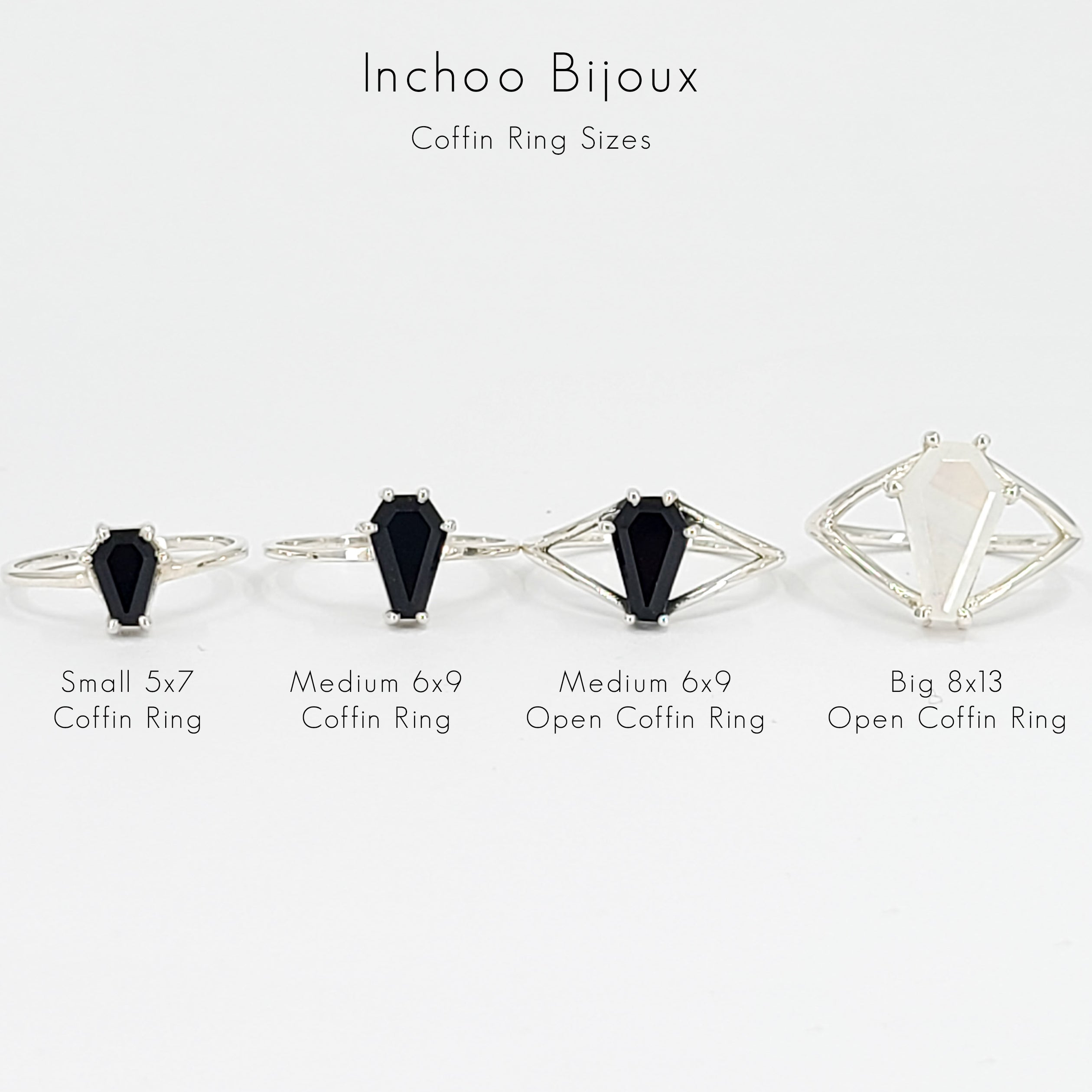 Cute Coffin Split Open Band Sterling Silver Ring (6x9) - Color Selection - Inchoo Bijoux